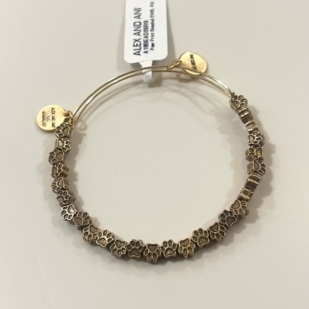 Alex and Ani Paw Print Beaded Bangle Bracelet